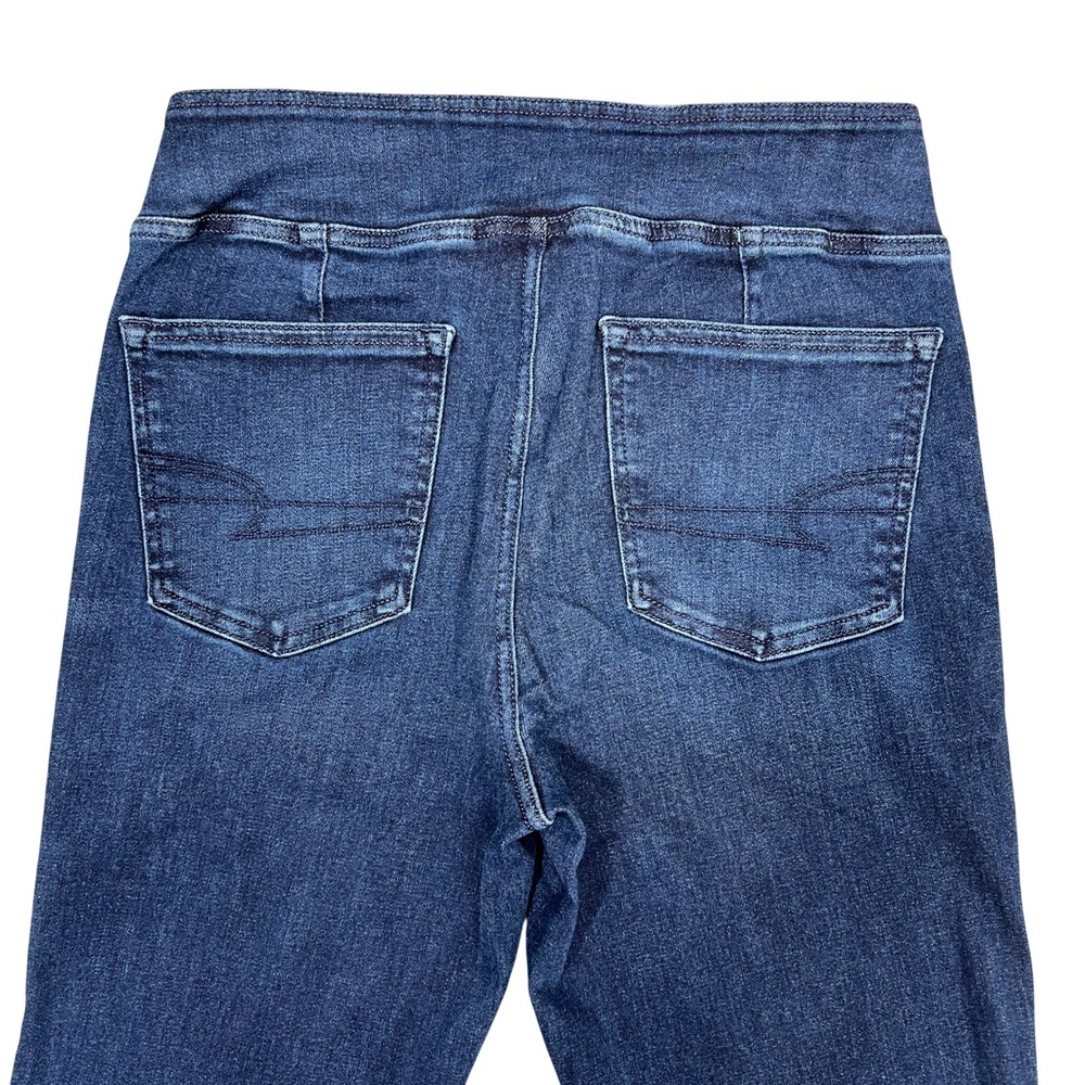 American Eagle Pull-On Flare Jeans Medium Long Dark Wash Flare High Rise Stretch - Picture 7 of 11